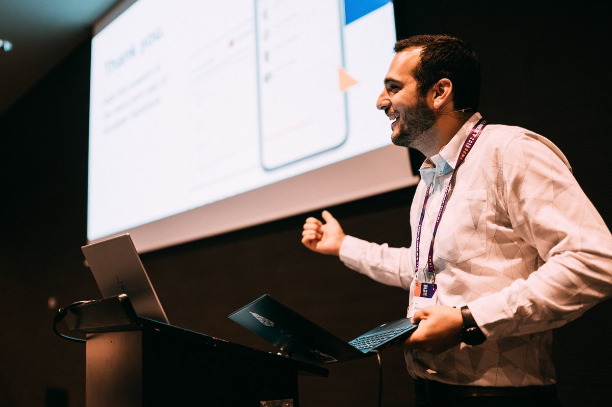 Dale Kirkwood speaking at an enterprise CRM conference